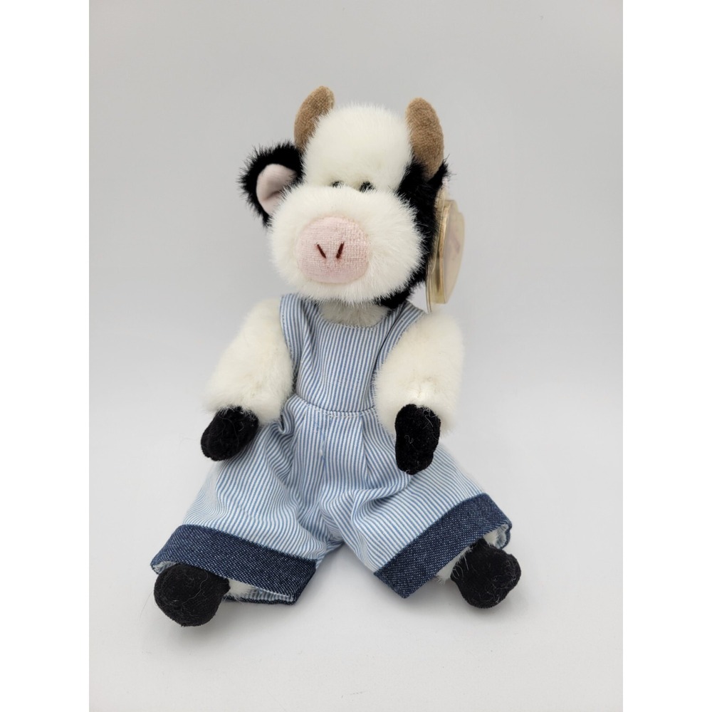 Ty Attic Treasures Madison the Cow In‎ Overalls Protected Tag Jointed Plush
